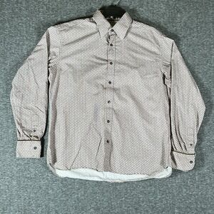 Ted Baker Shirt Mens Large 5 Pink  Polka Dot Long Sleeve Button‎ Up Mens Size XL